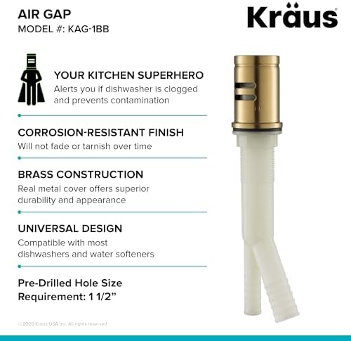KRAUS Dishwasher Air Gap in Brushed Brass - Image 4