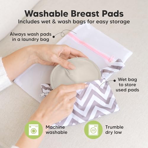 Organic Nursing Pads, 14 Washable Breast Pads, Wash Bag - Image 4