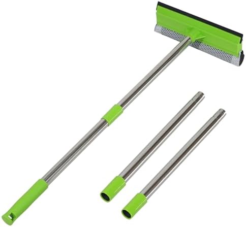 2 in 1 Window Squeegee with 55" Long Stainless Steel Handle, Sponge Car Squeegee by Bryquelin
