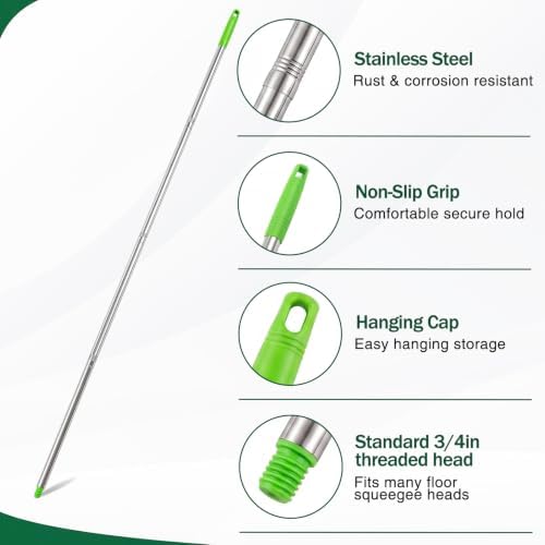 4 Pack 57.5-Inch Stainless Steel Floor Squeegee Replacement Handles, 3/4-Inch - Image 3