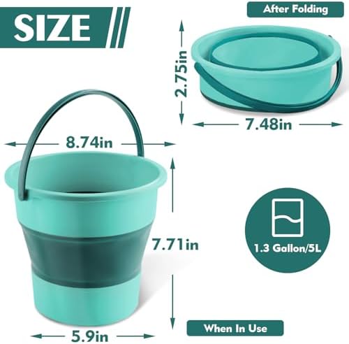 Collapsible Bucket 1.3 Gallon/5L Small Capacity Foldable Cleaning Buckets - Image 2
