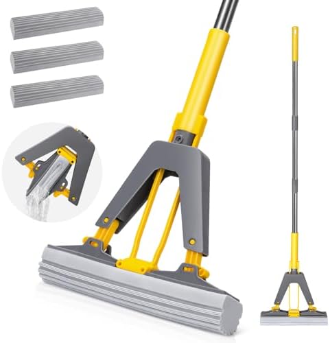 52" Sponge Mop for Floor Cleaning, Self-Squeezing Roller Mop by MASTERTOP