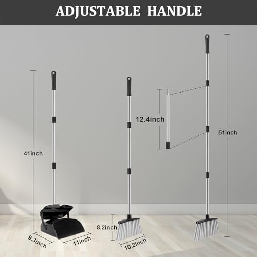 Broom and Dustpan Set, Windproof Standing Dust pan - Image 5