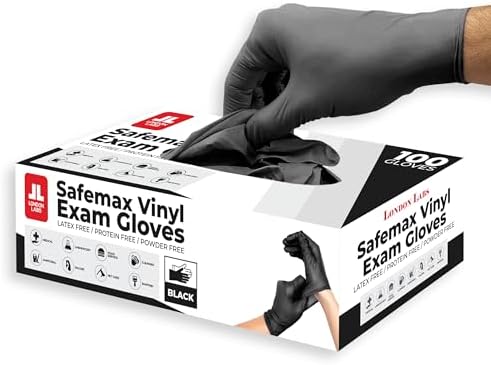 London Labs Black Synthetic Vinyl Exam Gloves Powder Free and Latex Free by LONDONLABS