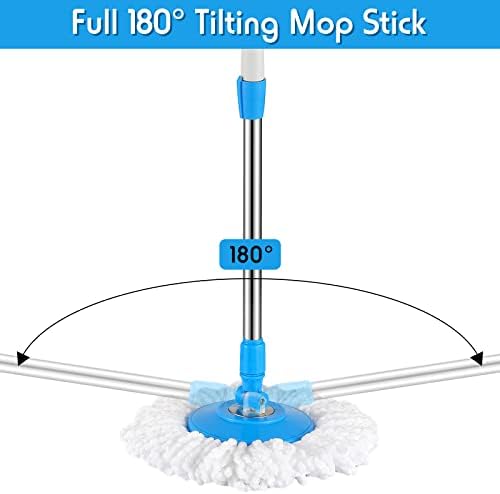 Rtteri Spin Mop Replacement Handle, 360 Rotating Telescopic Pole, Cute Blue - Image 6