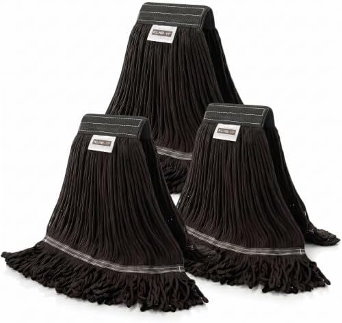 Heavy Duty Wet Industrial Cleaning Mop Head – 21 oz Black mop Head Replacement by KLHB-YF