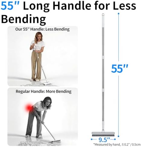 Floor Scrub Brush with 55" Long Handle, 2-in-1 Floor Brush with Built-in - Image 2