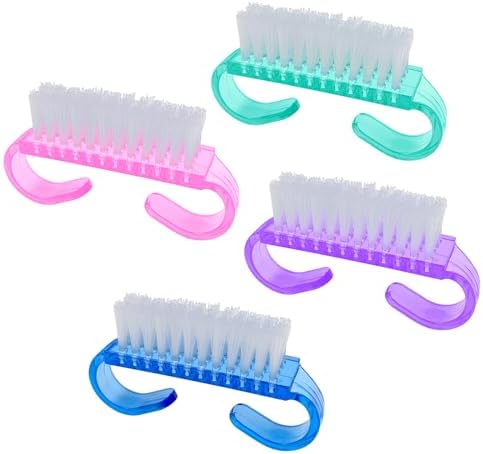 4 Pack Handle Grip Nail Brushes, Colorful Mini Fingernail Brush, Hand Scrub by HANWER