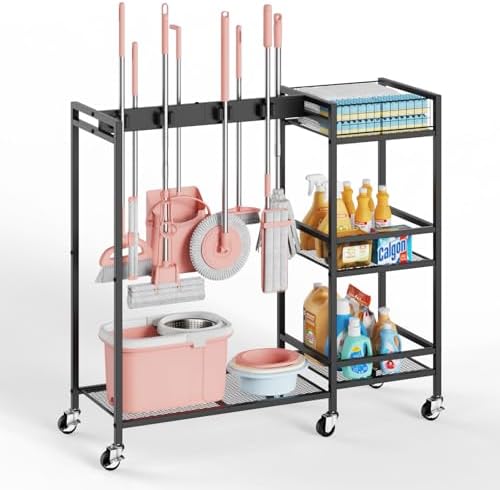 Broom and Mop Holder, MUNNAR Broom Closet Storage Cabinet by MUNNAR