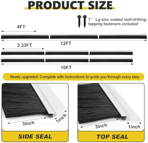 DoubleFill 12 x 10 ft Garage Door Brush Seal Kit - Image 2