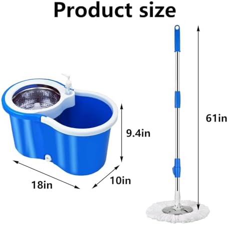 Spin Mop and Bucket with Wringer Set, with 3 Microfiber Mop Replacement Heads - Image 2