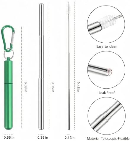 Collapsible Metal Straws, Travel Drinking Straws - Image 2