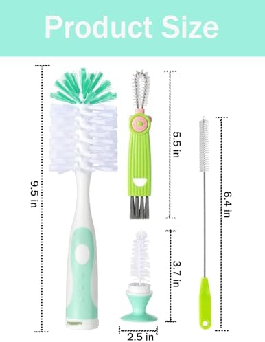 Baby Bottle Brush Kit with Suction, Hidden Cleaner & Straw Brush - Image 2