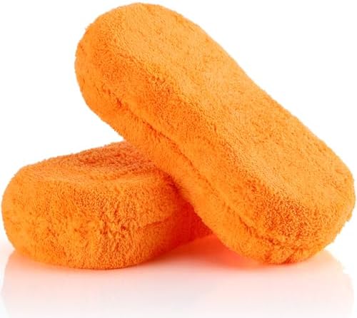2 Pcs Large Microfiber Car Wash Sponges, 8.9 x 4.7 Inch by Tanlade