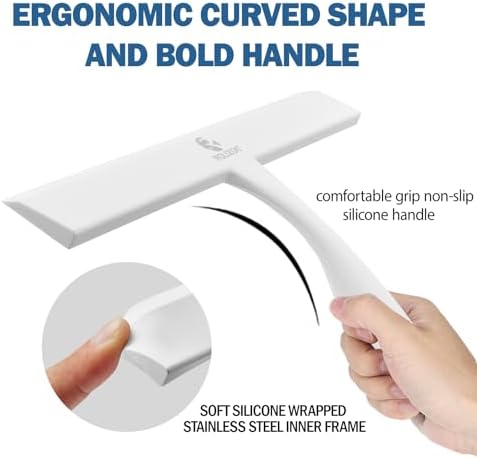 Shower Squeegee for Glass Doors, 11 Inch Ergonomics Anti-Rust Silicone Squeegee - Image 2