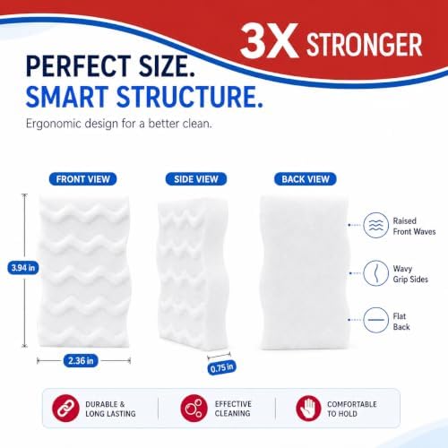 3X Density Magic Sponge Eraser, 20 Pack Cleaning Sponge - Image 2
