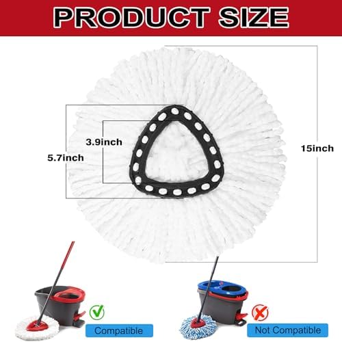 8 Pack Spin Mop Replacement Heads, 100% Microfiber Mop Head, Deep Cleaning - Image 2