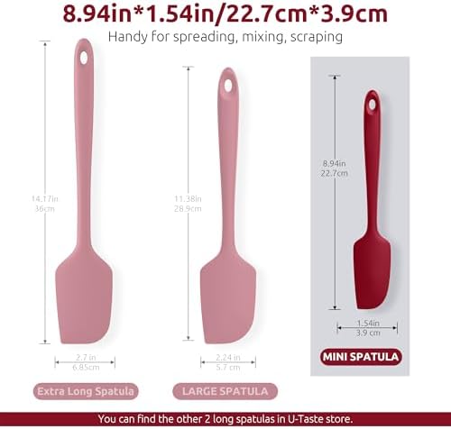 U-Taste Small Mini Silicone Spatula, 9in Rubber Jar Bowl Scraper - Image 2