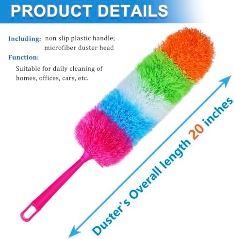 20-Inch Microfiber Hand Duster, Car Interior Detailing Duster, Rainbow Feather - Image 2