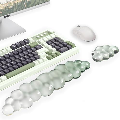Gel Cloud Wrist Rest for Keyboard and Mouse Gradient Green Clear Keyboard Wrist by WFCYGL