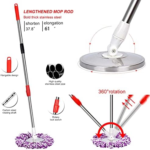 Mop and Bucket with Wringer Set 360° 3psc Microfiber Spin Mop with Bucket and - Image 3