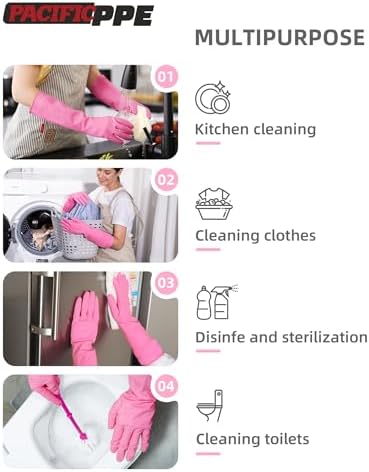 PACIFIC PPE 2 Pairs Reusable Natural Latex Dishwashing Gloves - Image 5