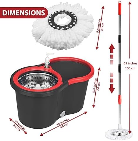 Mop and Bucket with Wringer Set, 360°Microfiber Spin Mop with Bucket and Mop - Image 7