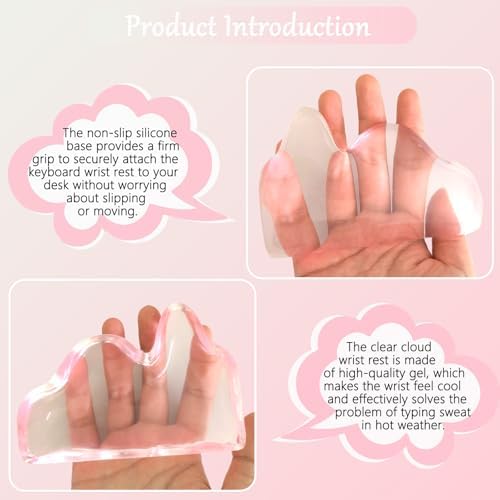 Gel Mountain Wrist Rest for Keyboard and Mouse Abstract Clear Pink Keyboard - Image 3