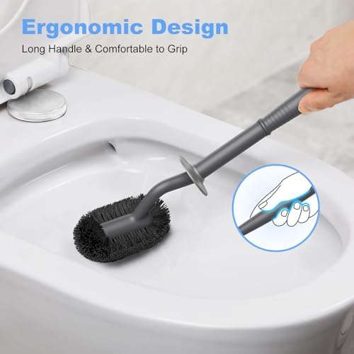 HAMITOR Toilet Bowl Brush Holder Set: Curved Design - Image 5