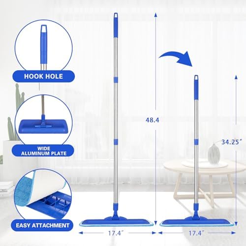 17.5" Professional Microfiber Floor Cleaning Mop, Flat Mop - Image 2