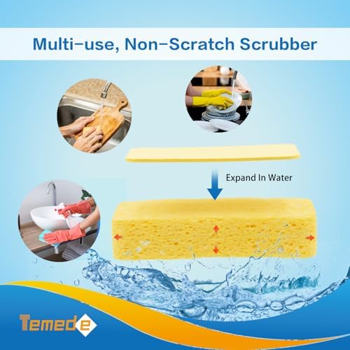 Temede Large Cellulose Sponges, Thick Absorbent Kitchen Sponges - Image 3
