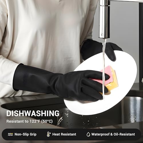 ThxToms Dishwashing Rubber Gloves, Reusable Latex, 3 Pairs - Image 4