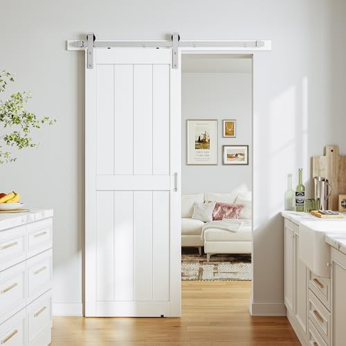 SMARTSTANDARD 32" x 84" White Sliding Barn Door - Image 2