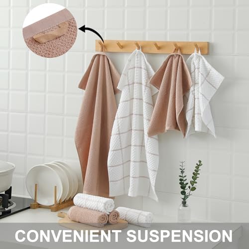 12 Pack Kitchen Towels and Dishcloths Set, 100% Cotton Soft and Absorbent - Image 4