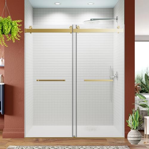 68-72 in W x 76 in H Frameless Double Sliding Soft-Close Shower Door by Jovianca