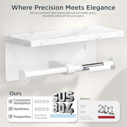 FORIOUS Double Marble Toilet Paper Holder - Image 3