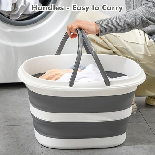 Collapsible Mop Bucket with Handles 7.4 Gallon Foldable Tub - Image 2