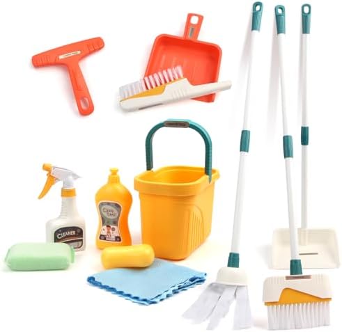 Kids Cleaning Set 12 Piece, Toy Cleaning Set Includes Broom, Sponge and More by Joyfia