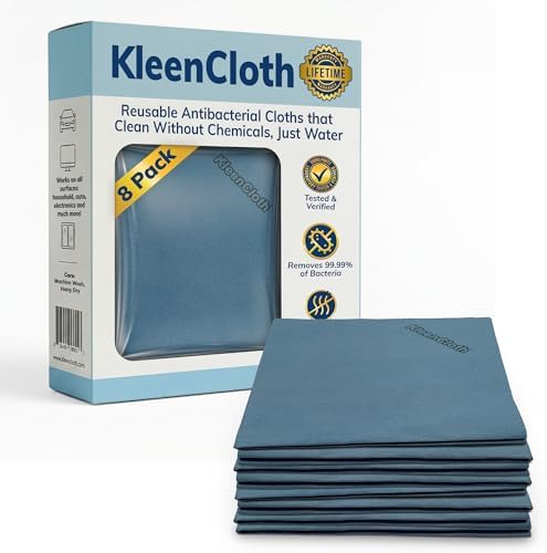 Antibacterial Reusable Cleaning Cloths, 8 Pack by KleenCloth