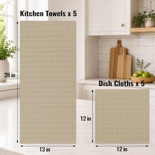 Kitinjoy 100% Cotton Kitchen Towels and Dishcloths Set - Image 4