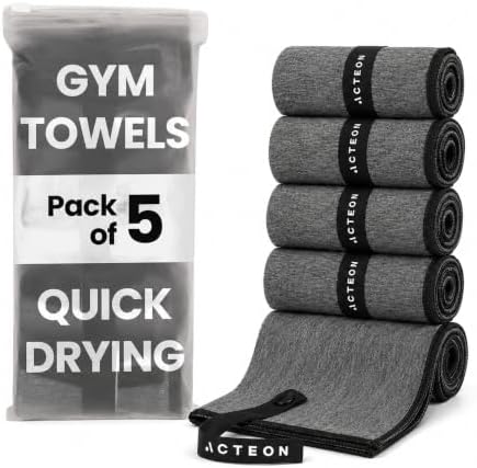 Acteon Microfiber Quick Dry Gym Towel 5 Pack, Fast Drying, Men & Women Workout by Acteon