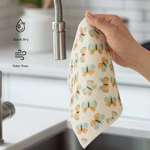 RECYCO Swedish Dishcloths for Kitchen | 5 Pack Gingham Flutter Washable Dish - Image 6
