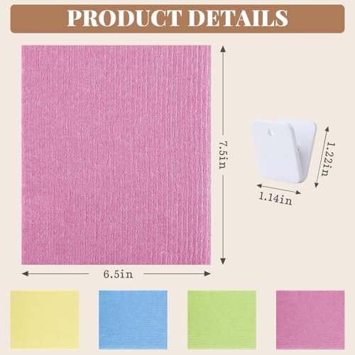 Homaxy Swedish Dishcloths, 8 Pack Pure Color Reusable Paper Towels - Image 2