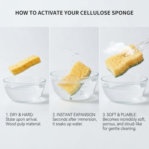 Natural Cellulose Dish Sponges for Kitchen, Non-Scratch Scrub Sponge - Image 6