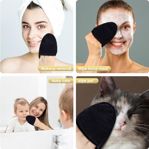 SINLAND Reusable Makeup Remover Pads Black 12 Pack - Image 2