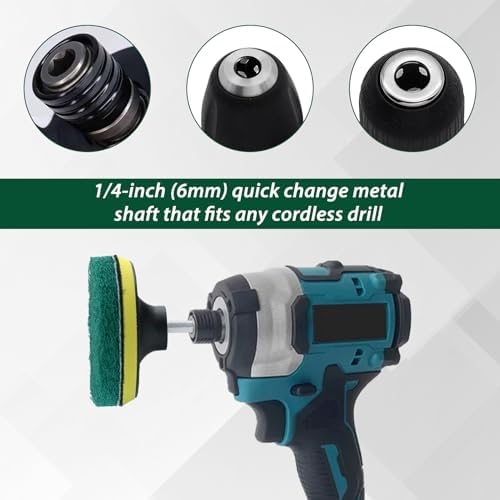 4 Inch Drill Powered Brush Tile Scrubber Scouring Pad Cleaning Kit - Image 6
