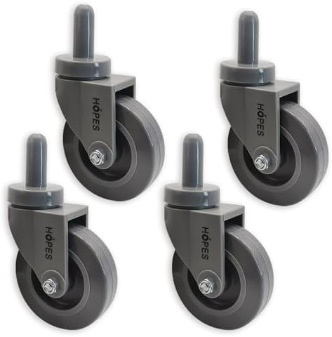 HOPES Utility Cart Caster Wheels Set of 4, Rubber Swivel Casters by HOPES