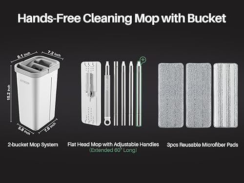 JOYMOOP Flat Mop System with Wringer Bucket, Microfiber Floor Cleaning Set - Image 5