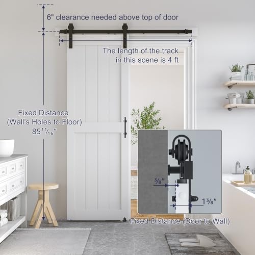 SMARTSTANDARD 24" x 84" White Sliding Barn Door - Image 2