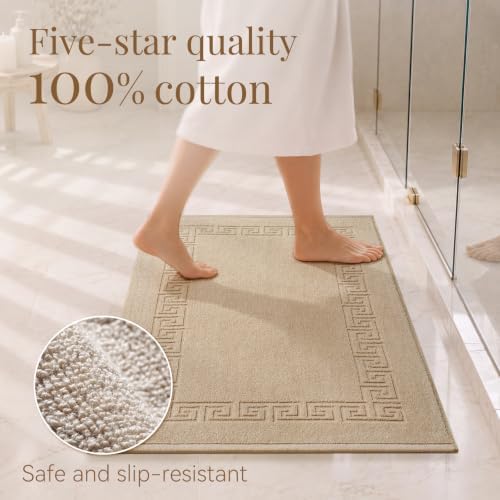 100% Cotton Bath Mat Towel, Soft & Absorbent Floor Towels 20"x32"Brown - Image 4